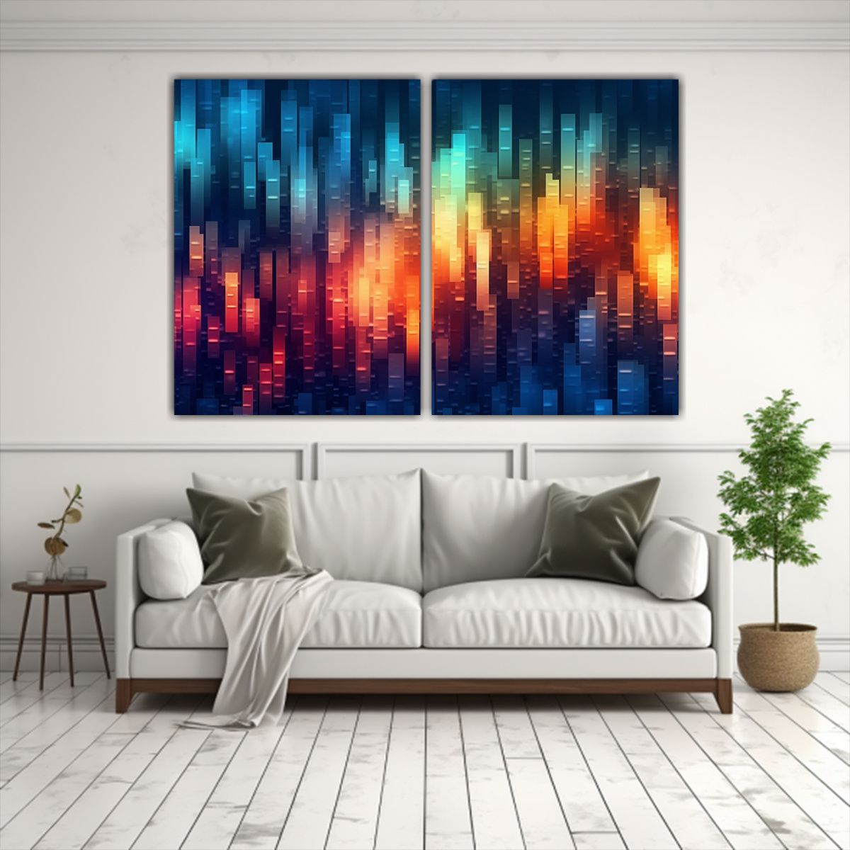 GENERICO - Plantilla De Fondo Minimalista Con Dos Lienzos De 80x60 Cm