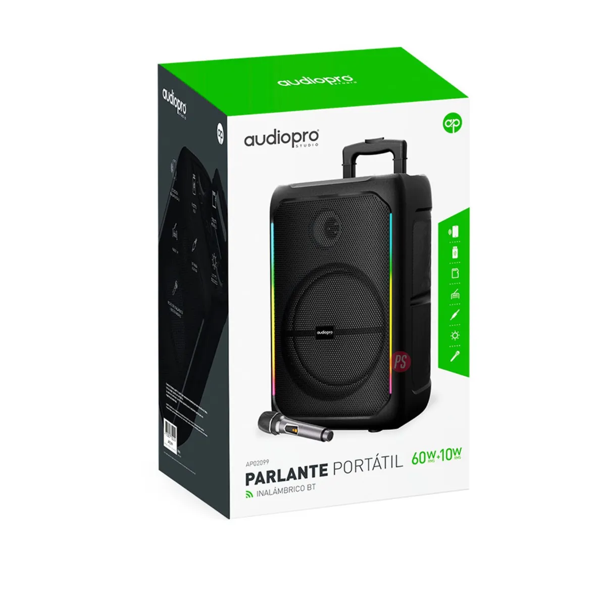 AUDIO PRO - Parlante Karaoke 60W Bluetooth Micrófono Inalámbrico - PS