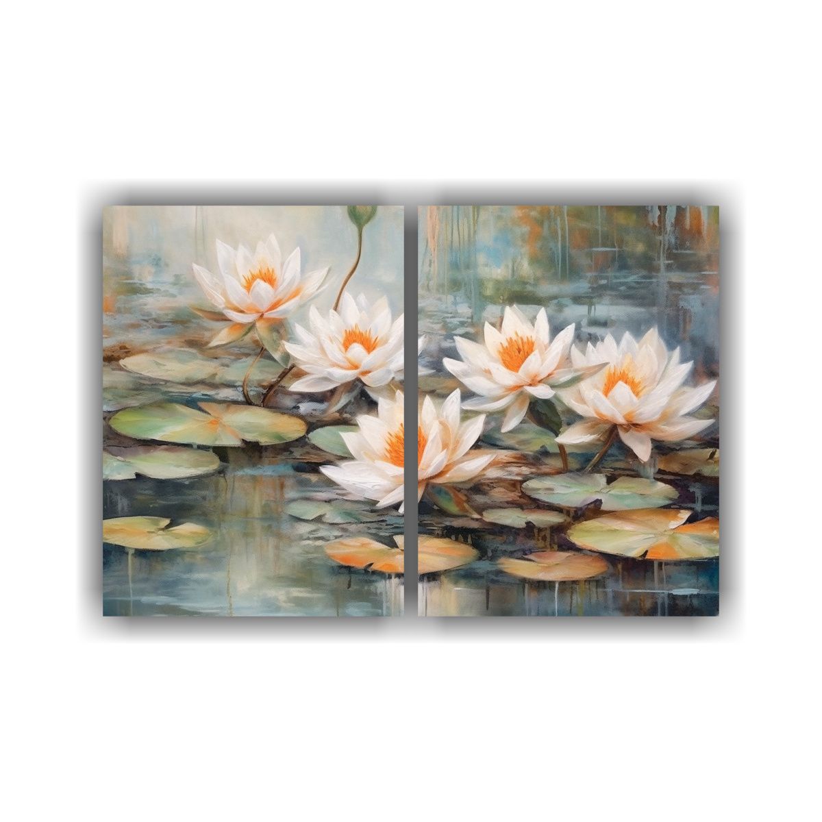 GENERICO - Pinturas En Lienzo De Agua Lilies En Tonos Pastel 80x50 Cm