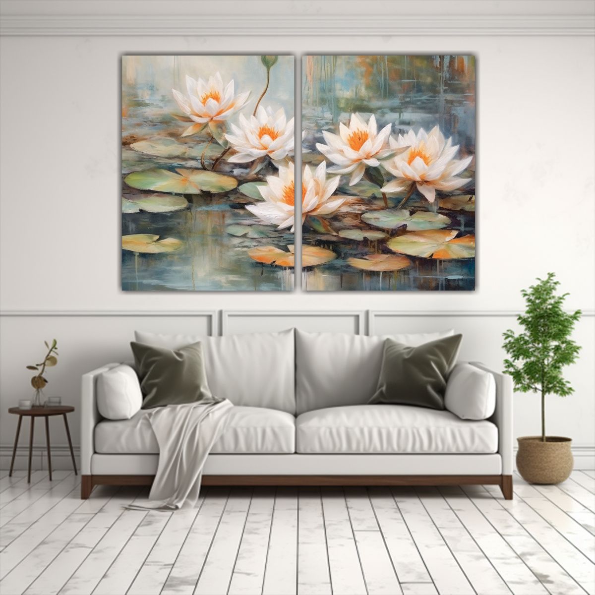 GENERICO - Pinturas En Lienzo De Agua Lilies En Tonos Pastel 80x50 Cm