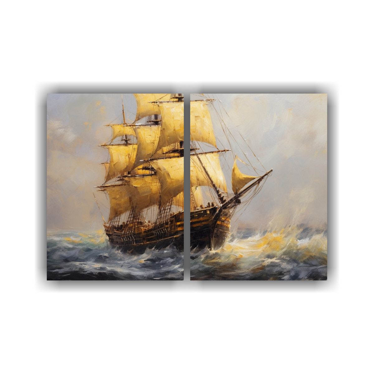 GENERICO - Cuadro Decorativo De Velero Negro Con Detalles 80x50 Cm