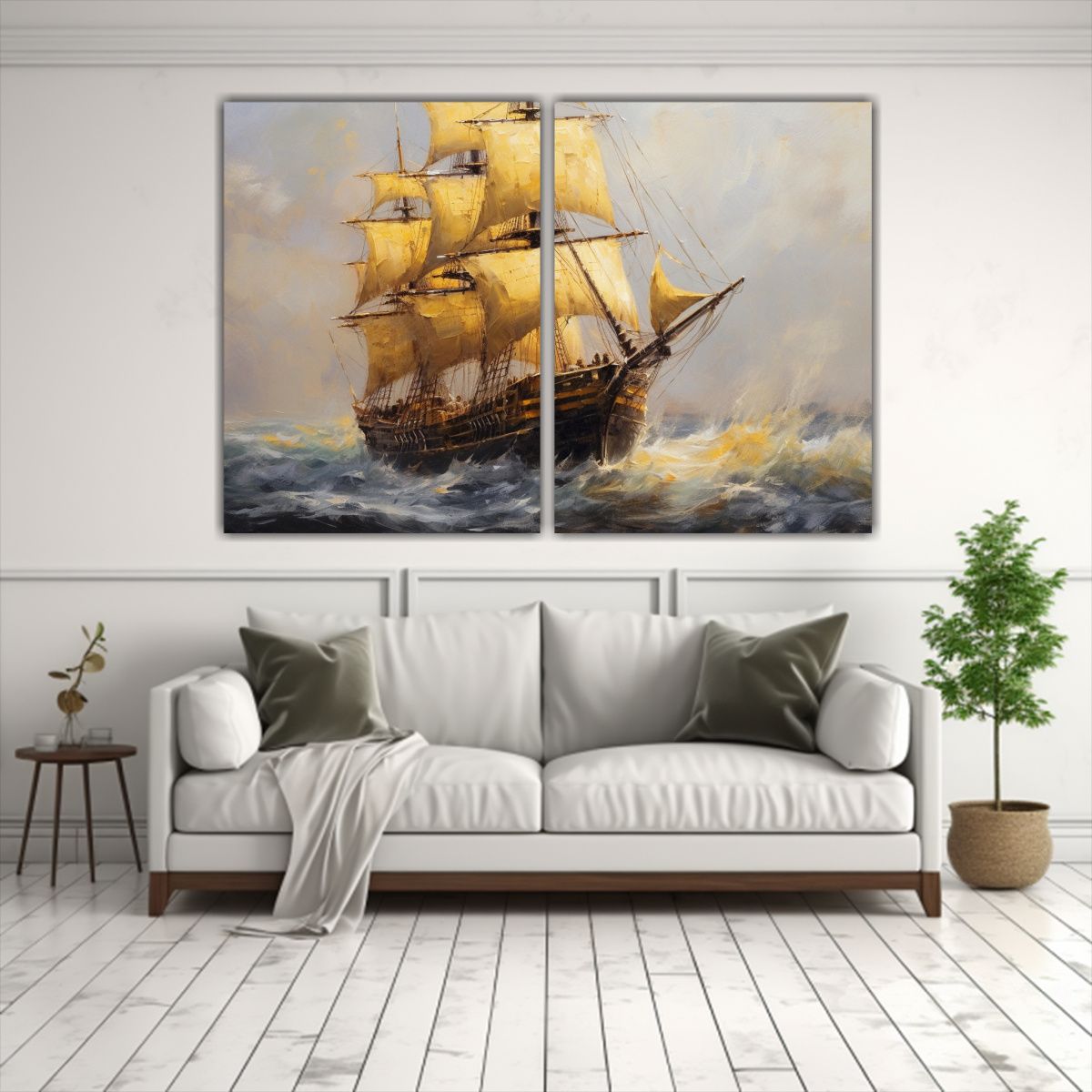 GENERICO - Cuadro Decorativo De Velero Negro Con Detalles 80x50 Cm