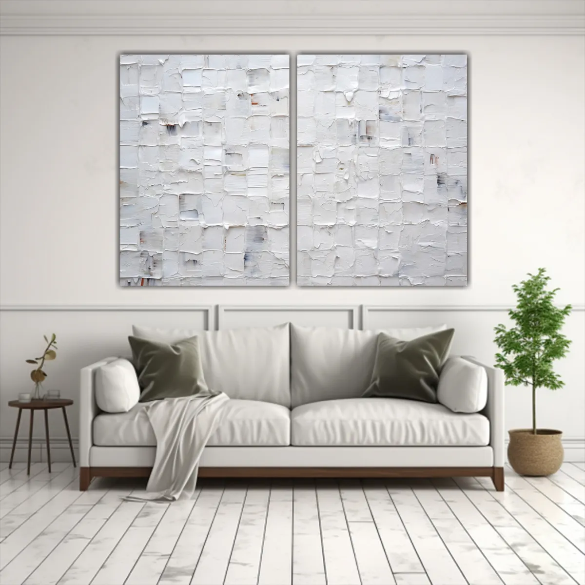 GENERICO - Lienzos Tela Decoración Blanco Blanco Arte 40x30 Cm