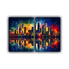 GENERICO - Cuadros Patrón Intenso Pop Art Ciudad Mística 80x60 Cm