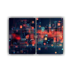 GENERICO - Cuadros Abstractos Tecnología Comunicación 80x50 Cm