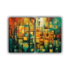 GENERICO - Lienzos Movimiento Riqueza Cuadrados Rojos 80x50 Cm