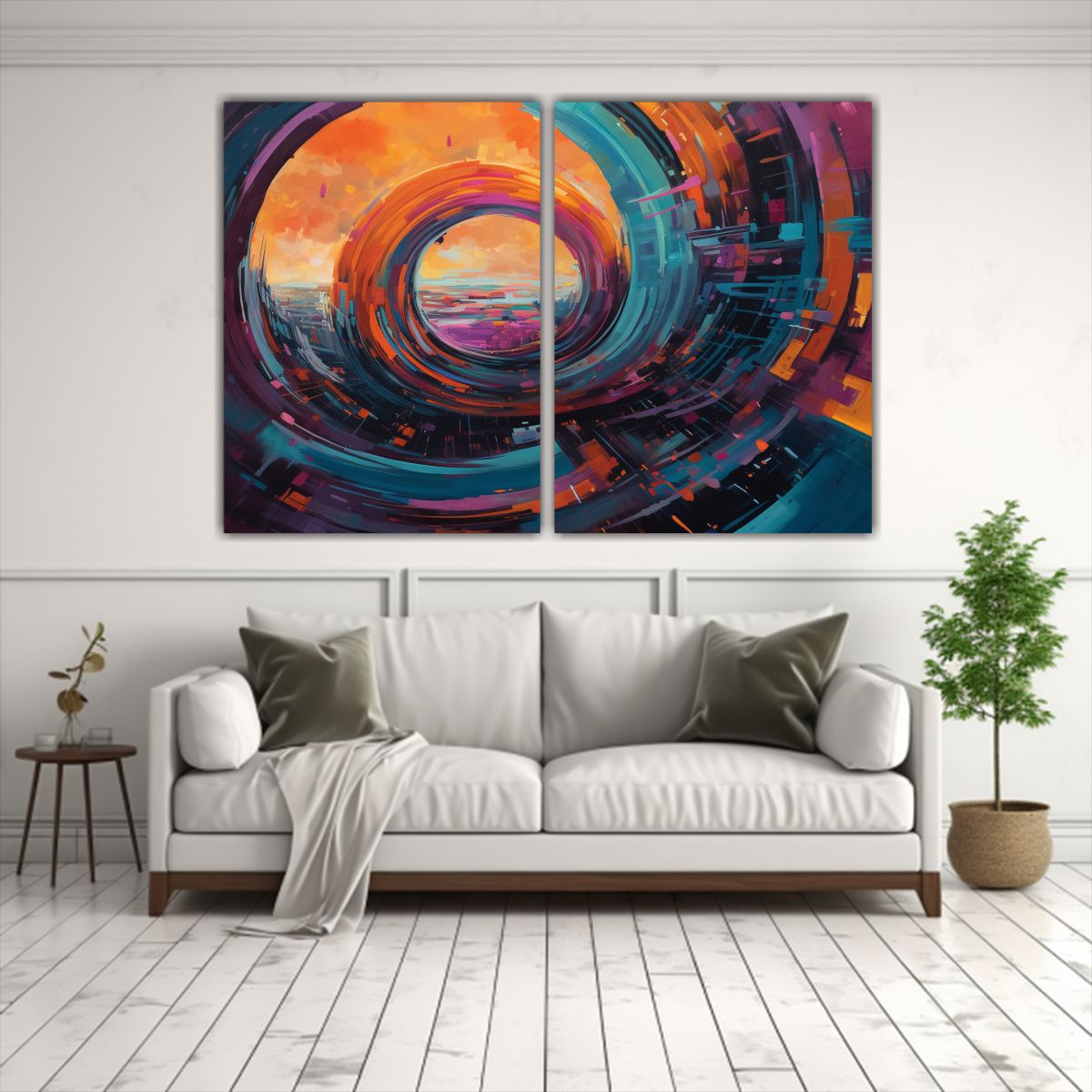 GENERICO - Cuadro Moderno Con Círculo Grande Para Decorar 80x50 Cm