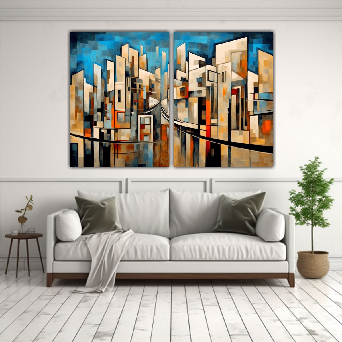 GENERICO - Pintura Urbana Colorida Ciudad Con Edificios 80x50 Cm