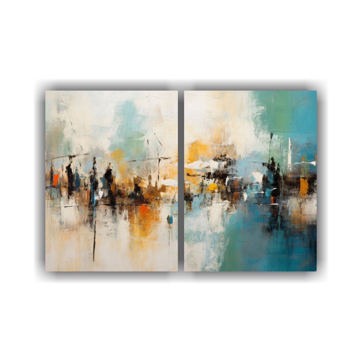 GENERICO - Pinturas Abstractas Expresionismo Dos Lienzos 80x60 Cm