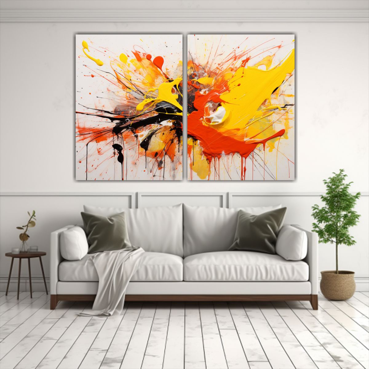 GENERICO - Pintura Abstracta Equilibrada En Naranja Y 80x50 Cm