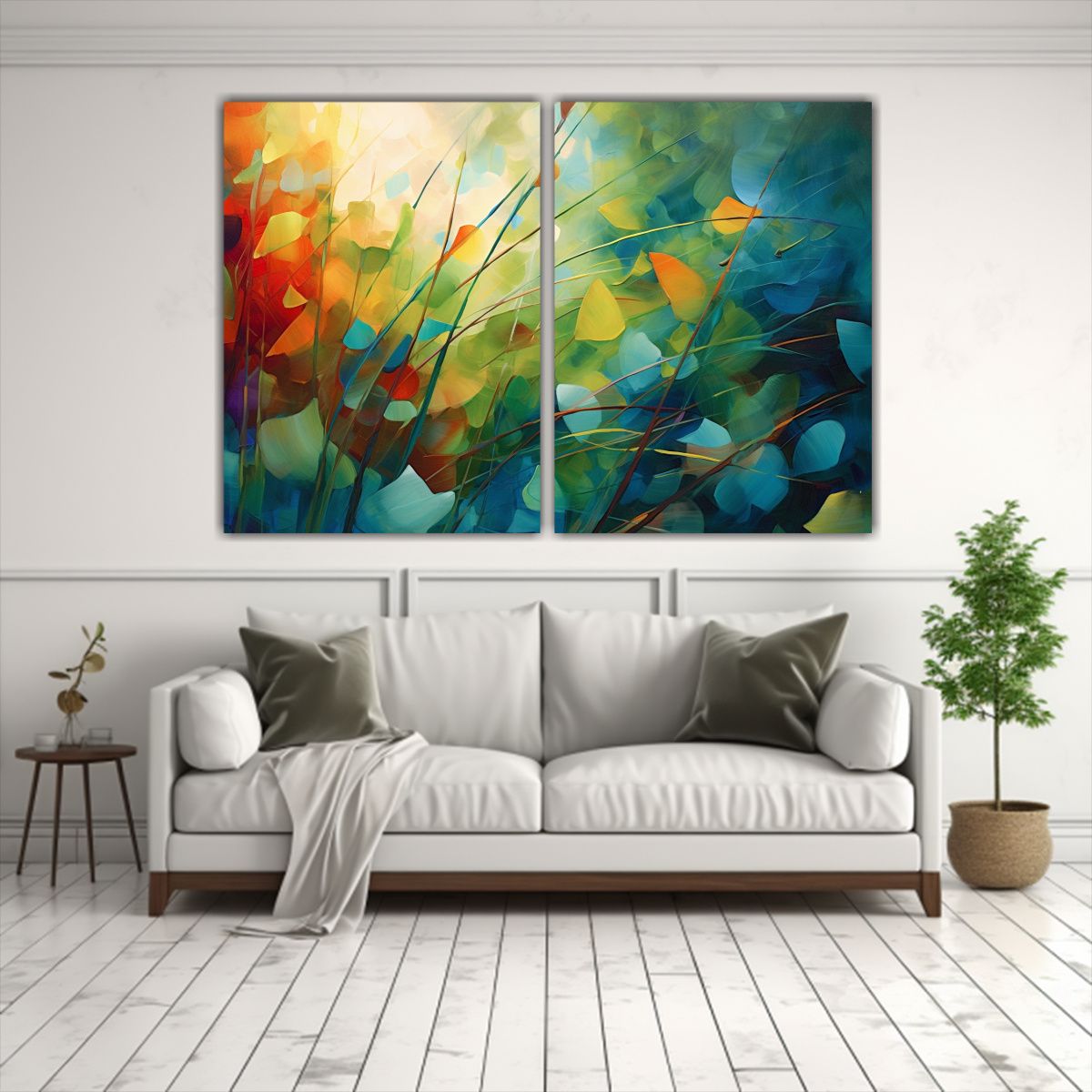 GENERICO - Arte Abstracto Primaveral Con Finas Líneas 80x60 Cm