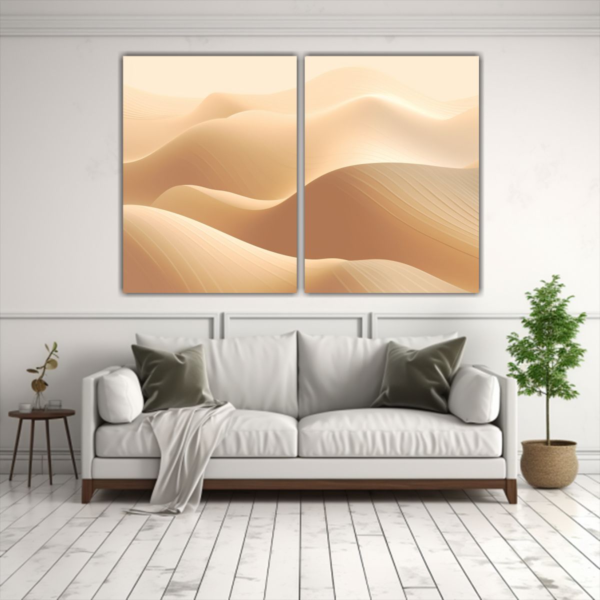 GENERICO - Cuadro Beige Con Silueta De Dunas De Arena Arte 80x50 Cm