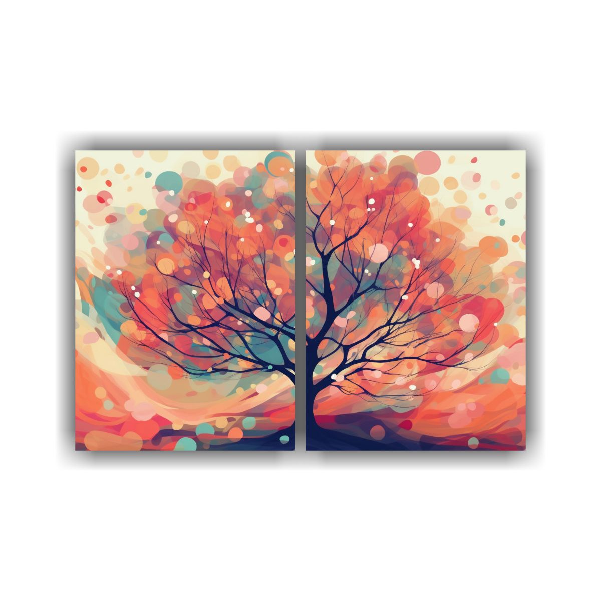 GENERICO - Cuadro Abstracto árbol Natural En Lienzo 80x50 Cm