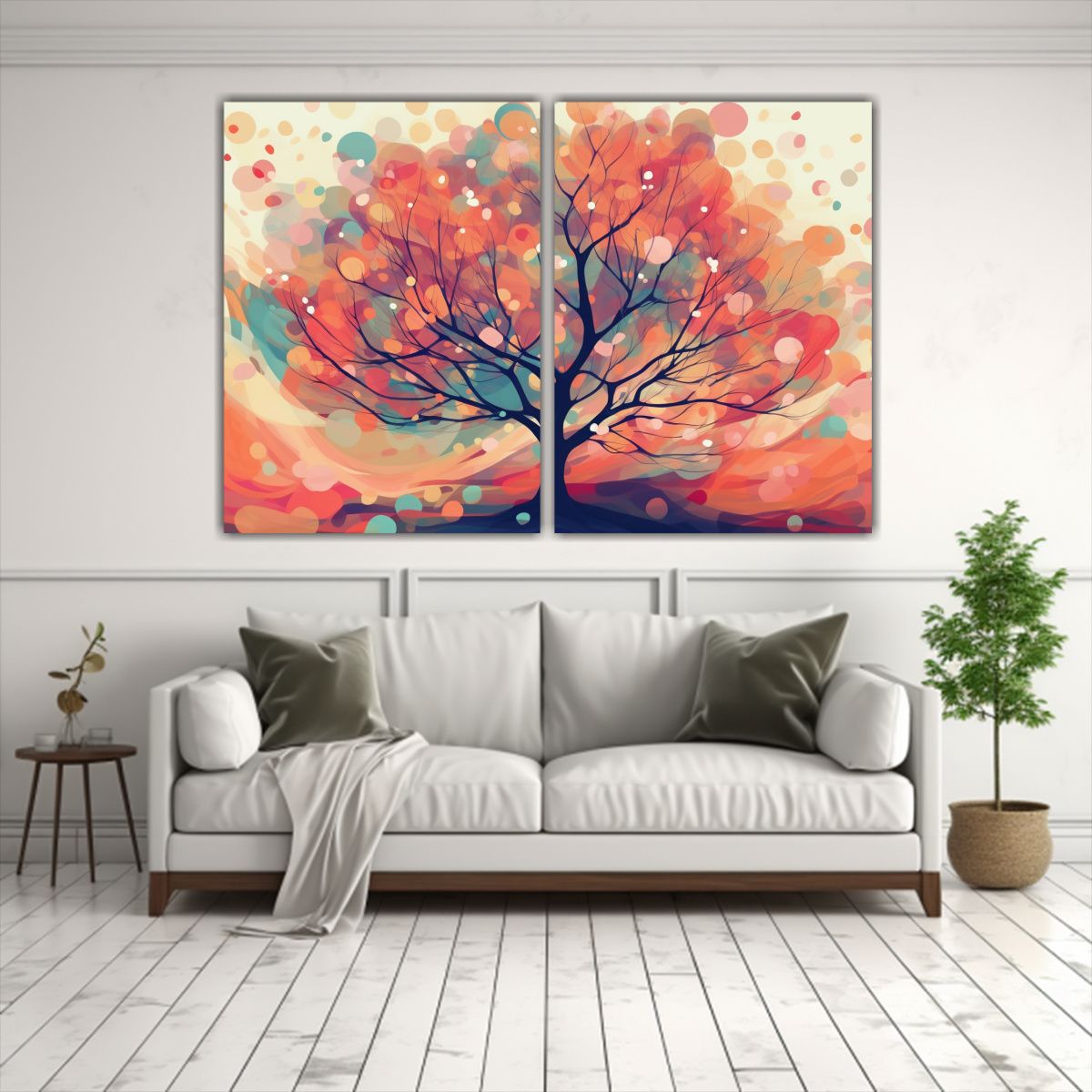 GENERICO - Cuadro Abstracto árbol Natural En Lienzo 80x50 Cm