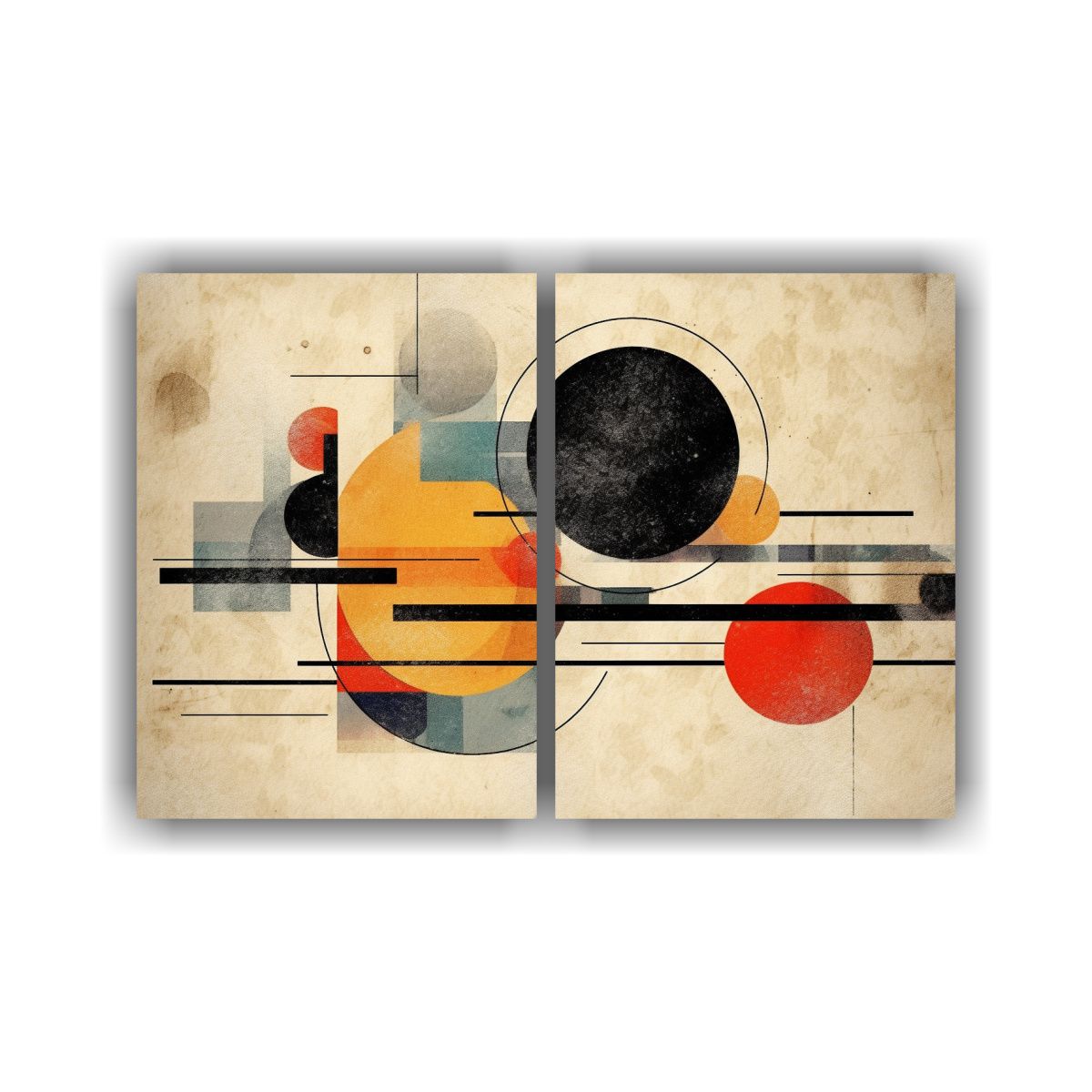 GENERICO - Pinturas Abstractas En Estilo Bauhaus Con Grano 80x60 Cm