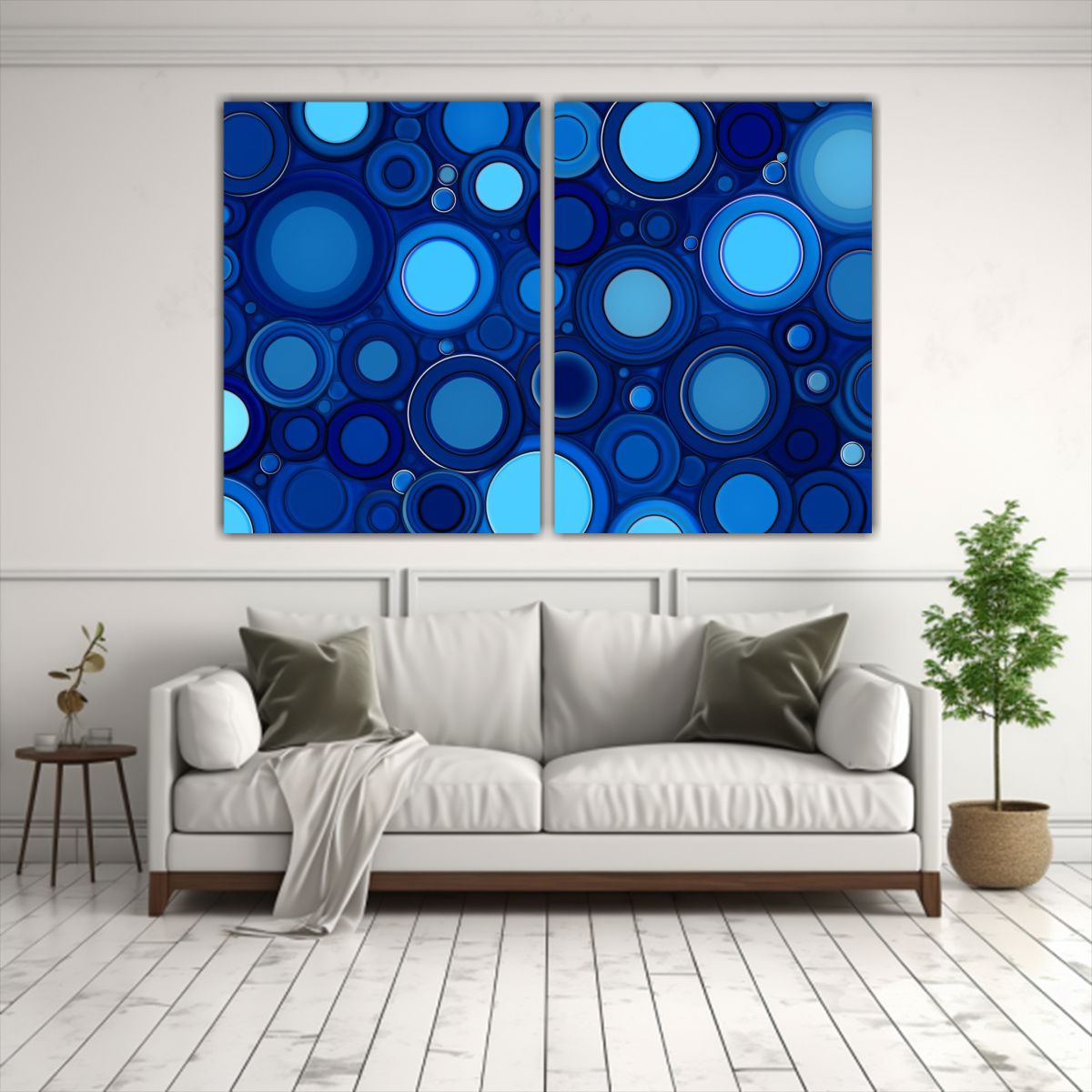 GENERICO - Cuadros Forma Refinado En Fondo Azul Circulo 40x30 Cm