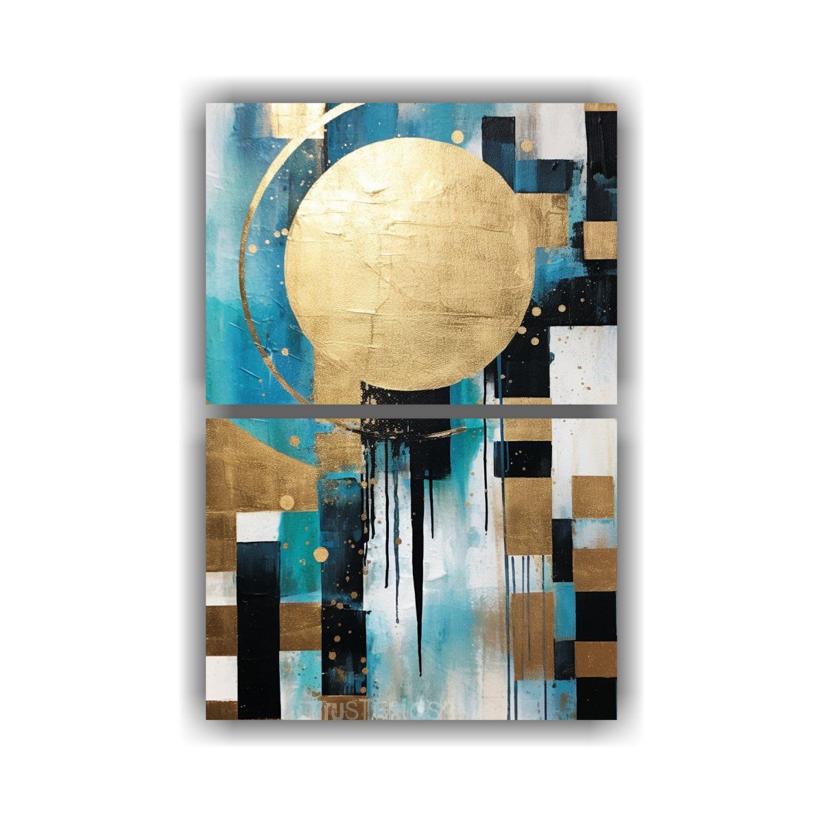 GENERICO - Pintura Abstracta De Formas Geométricas Intensas 30x40 Cm