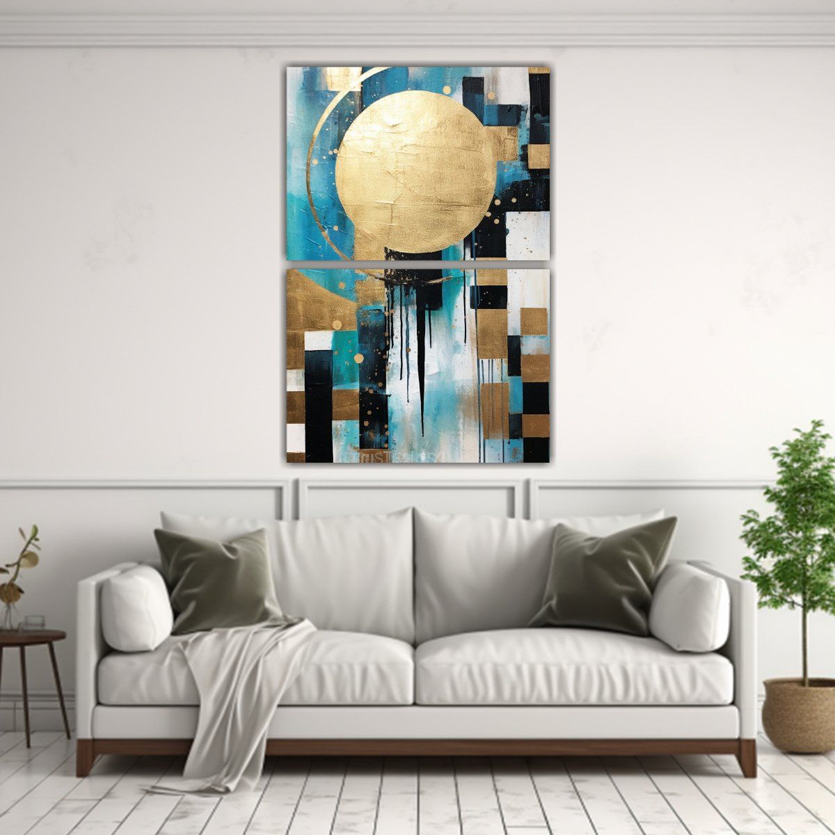 GENERICO - Pintura Abstracta De Formas Geométricas Intensas 30x40 Cm