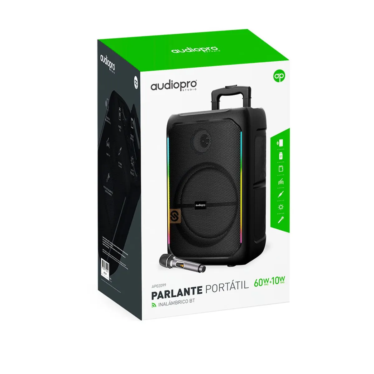 AUDIO PRO - Parlante 60W Bluetooth Karaoke con Voz y Micrófono - SC