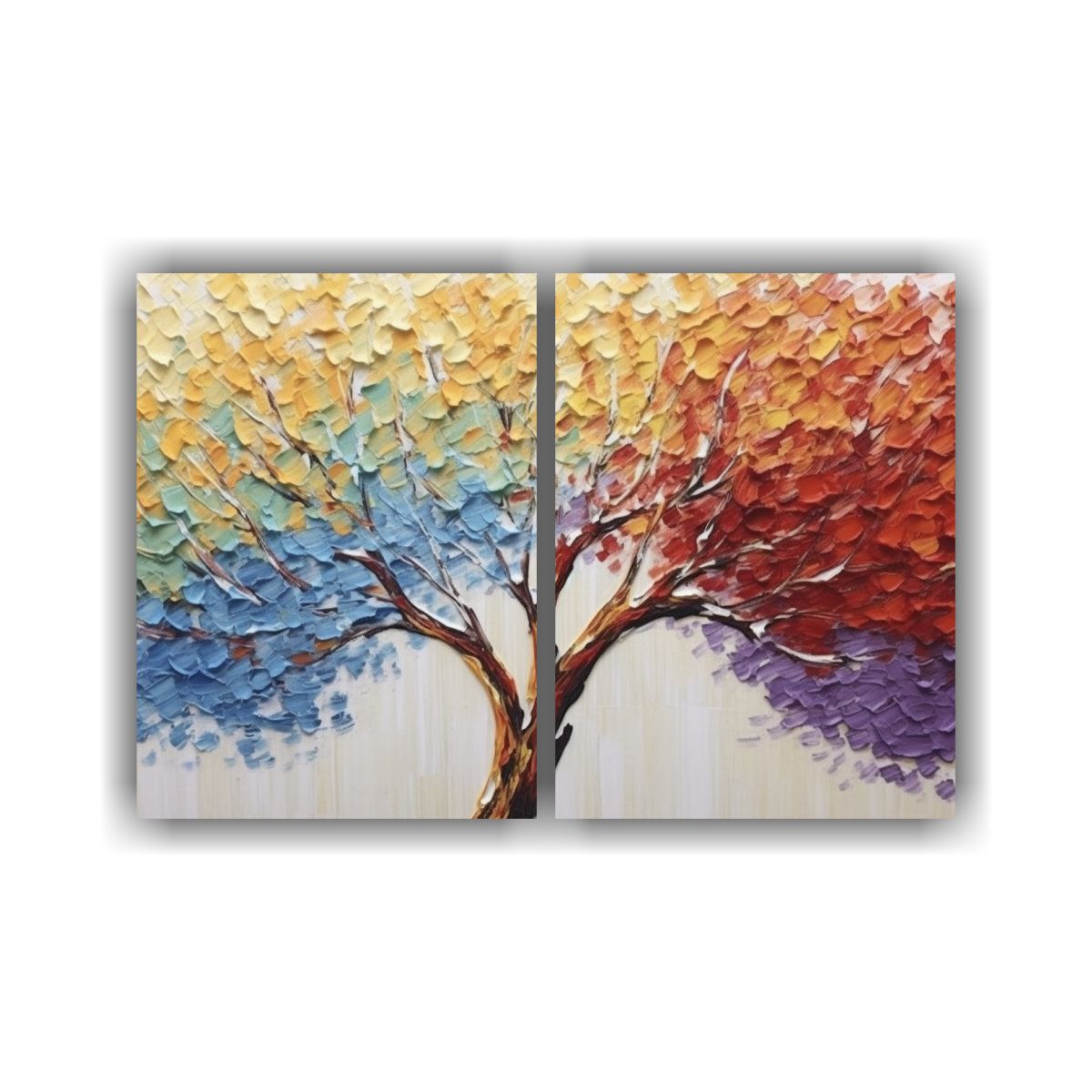GENERICO - Obra Arte árbol Colorido Textura Vibrante 80x50 Cm