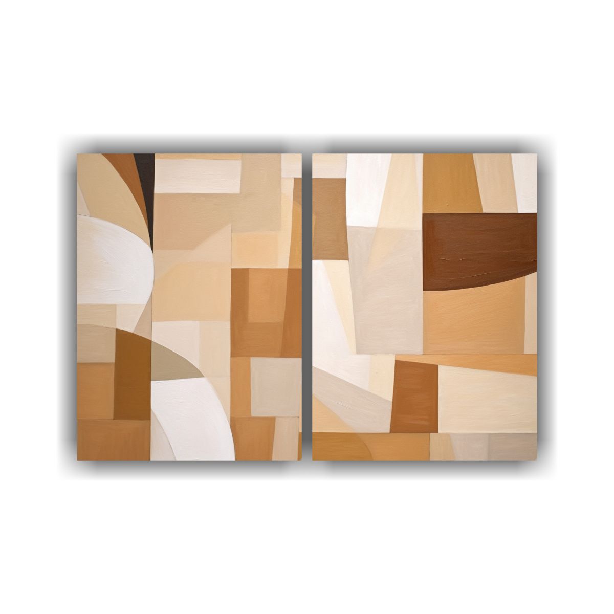 GENERICO - Pintura Abstracta Geométrica En Estilo Beige 80x50 Cm
