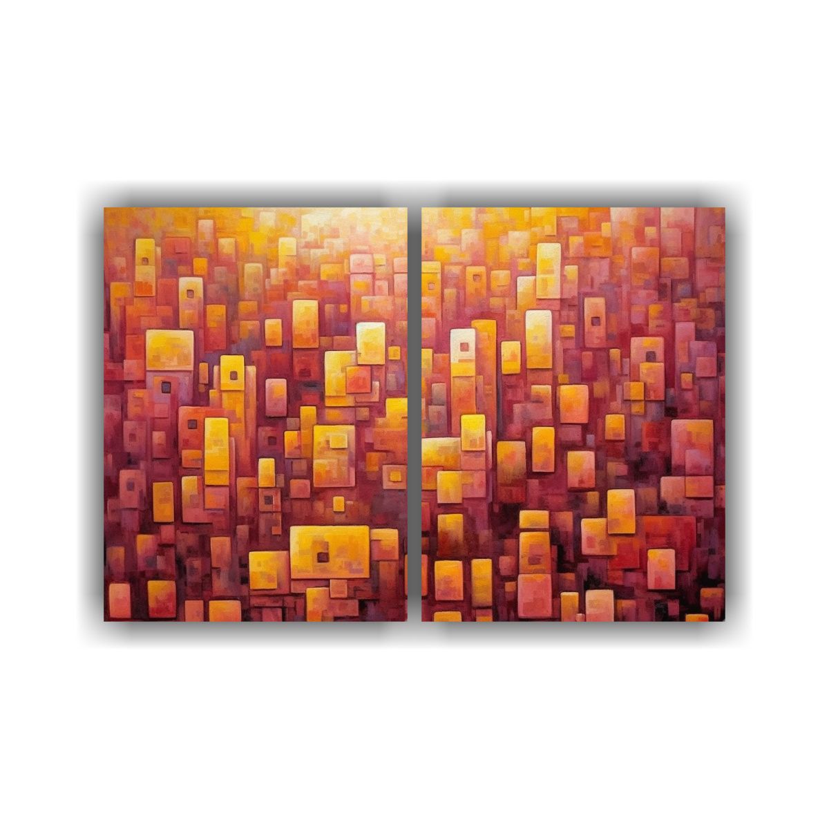 GENERICO - Cuadro Abstracto De Cuadrados Coloridos Para 80x50 Cm