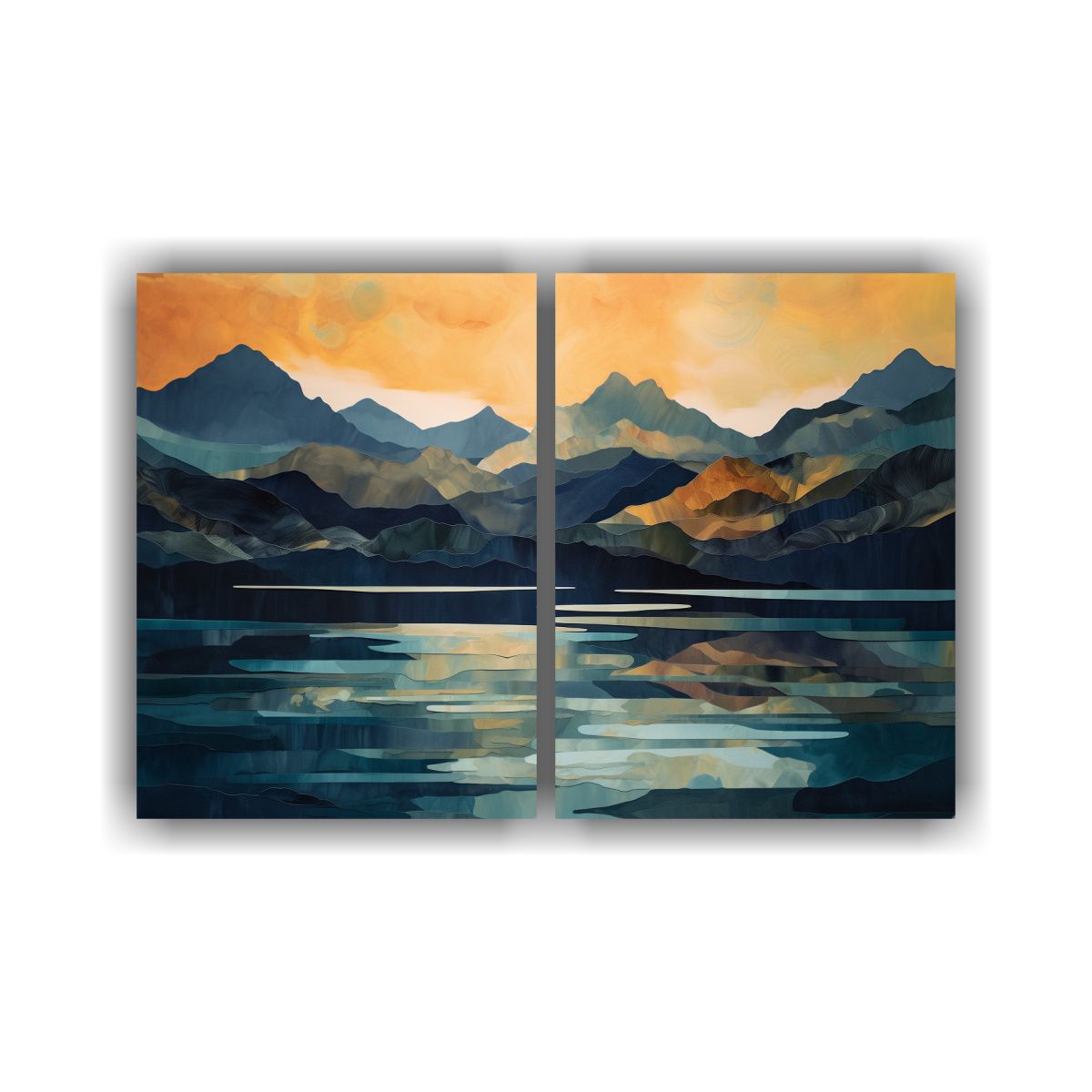GENERICO - Pintura De Paisaje Montañoso Con Lago Al Fondo 40x30 Cm