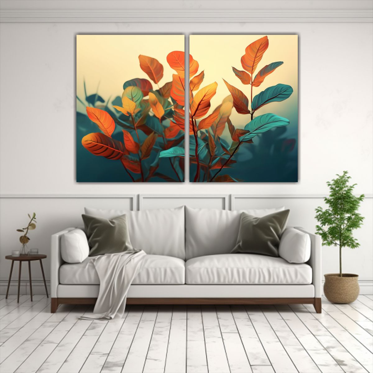 GENERICO - Pinturas Otoñales De Escena Vegetal En Dos 40x30 Cm