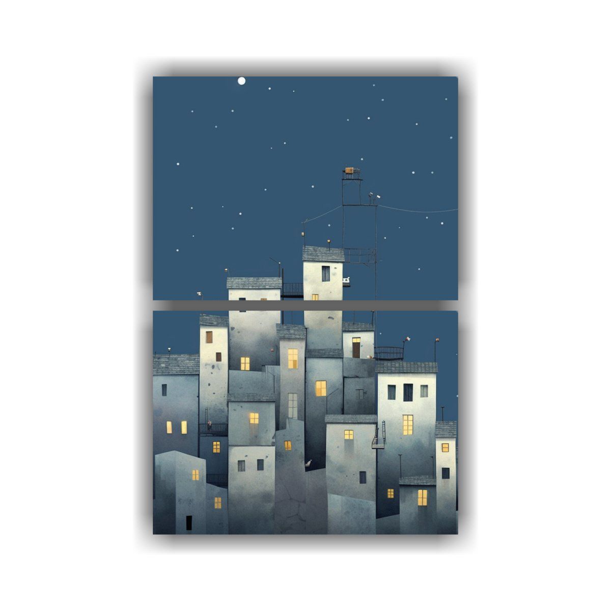 GENERICO - Pintura Minimalista Moderna De Una Ciudad En Tono 30x40 Cm
