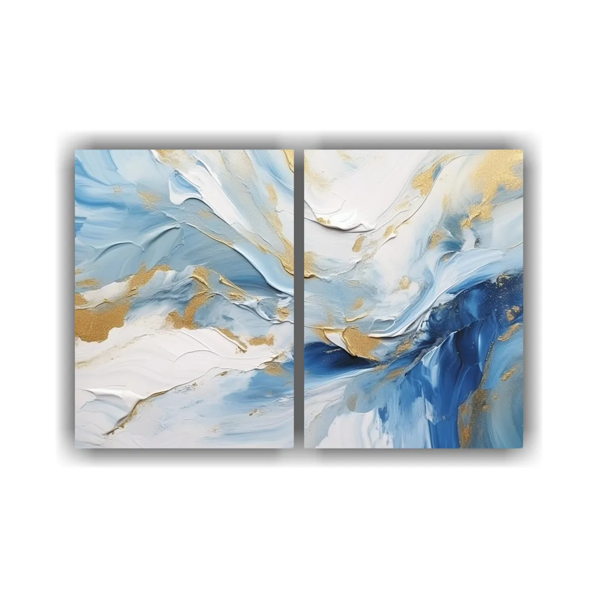GENERICO - Pintura Abstracta Azul Y Blanco Con Detalles 40x30 Cm