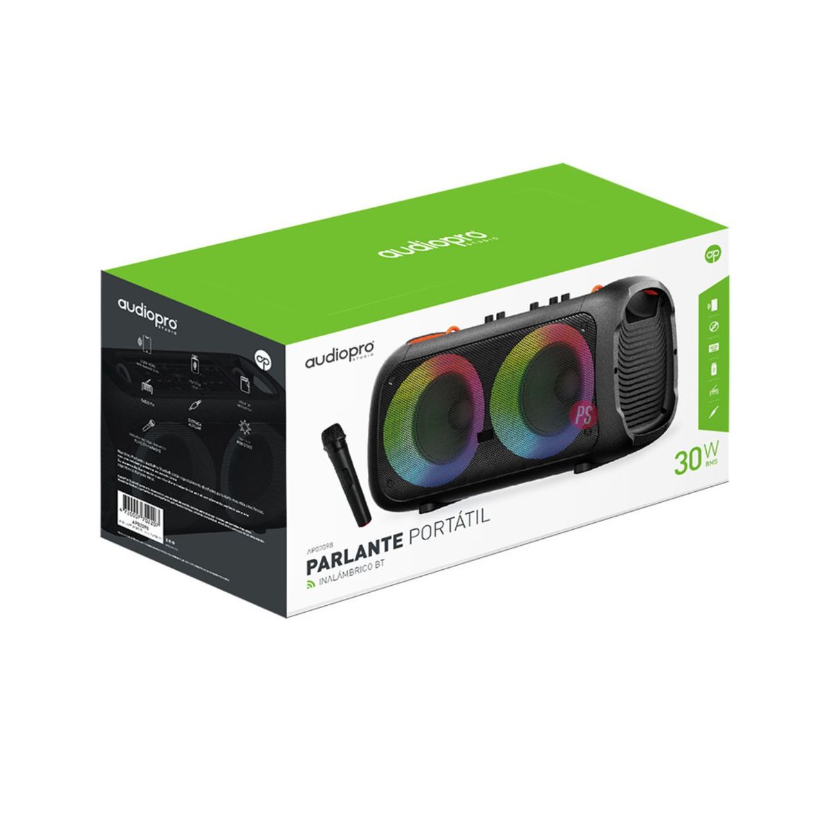 AUDIO PRO - Parlante Karaoke Bluetooth Con Control Bajos Rgb - PS