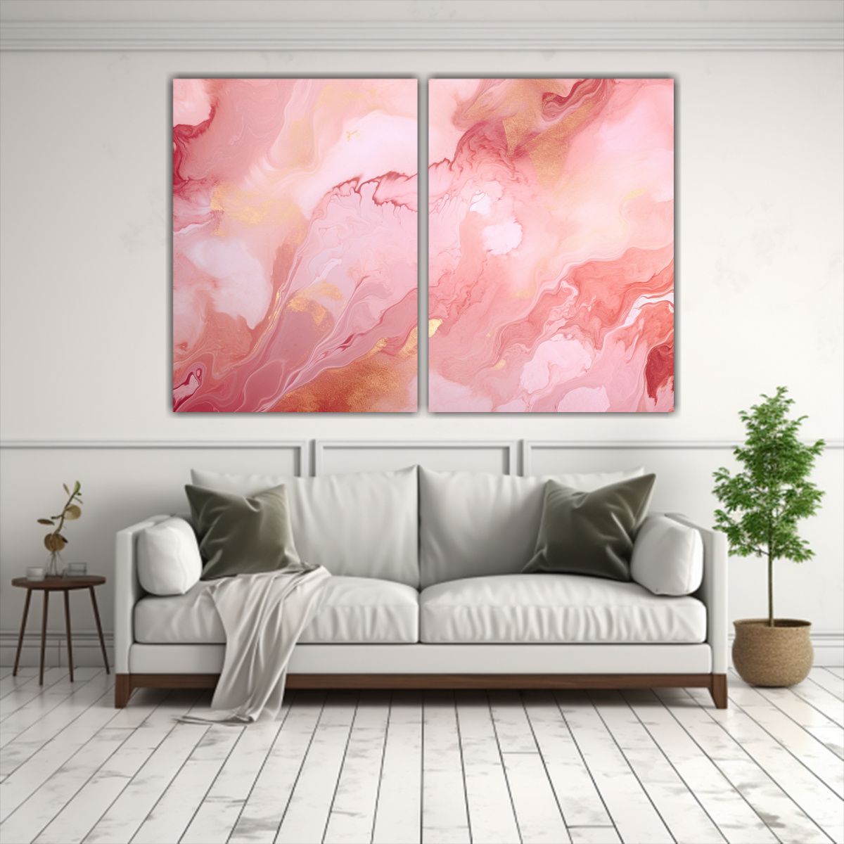 GENERICO - Figuras Vintage De Mármol Rosa En Papel Pintado 40x30 Cm