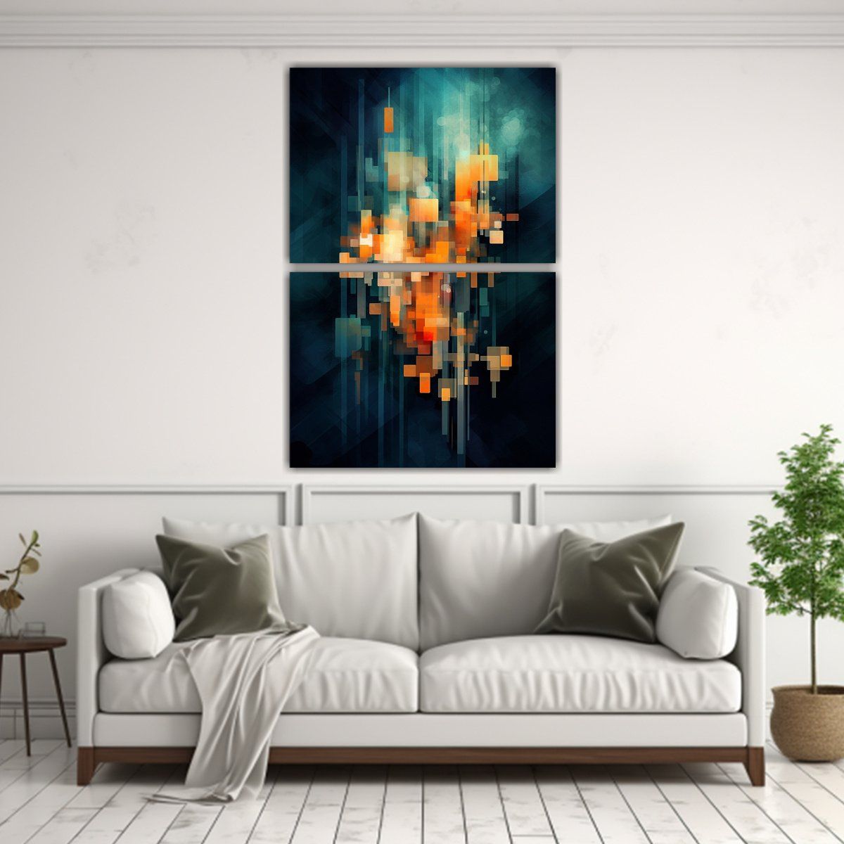 GENERICO - Cuadro Abstracto De Acuarela Formación Azul Y 30x40 Cm