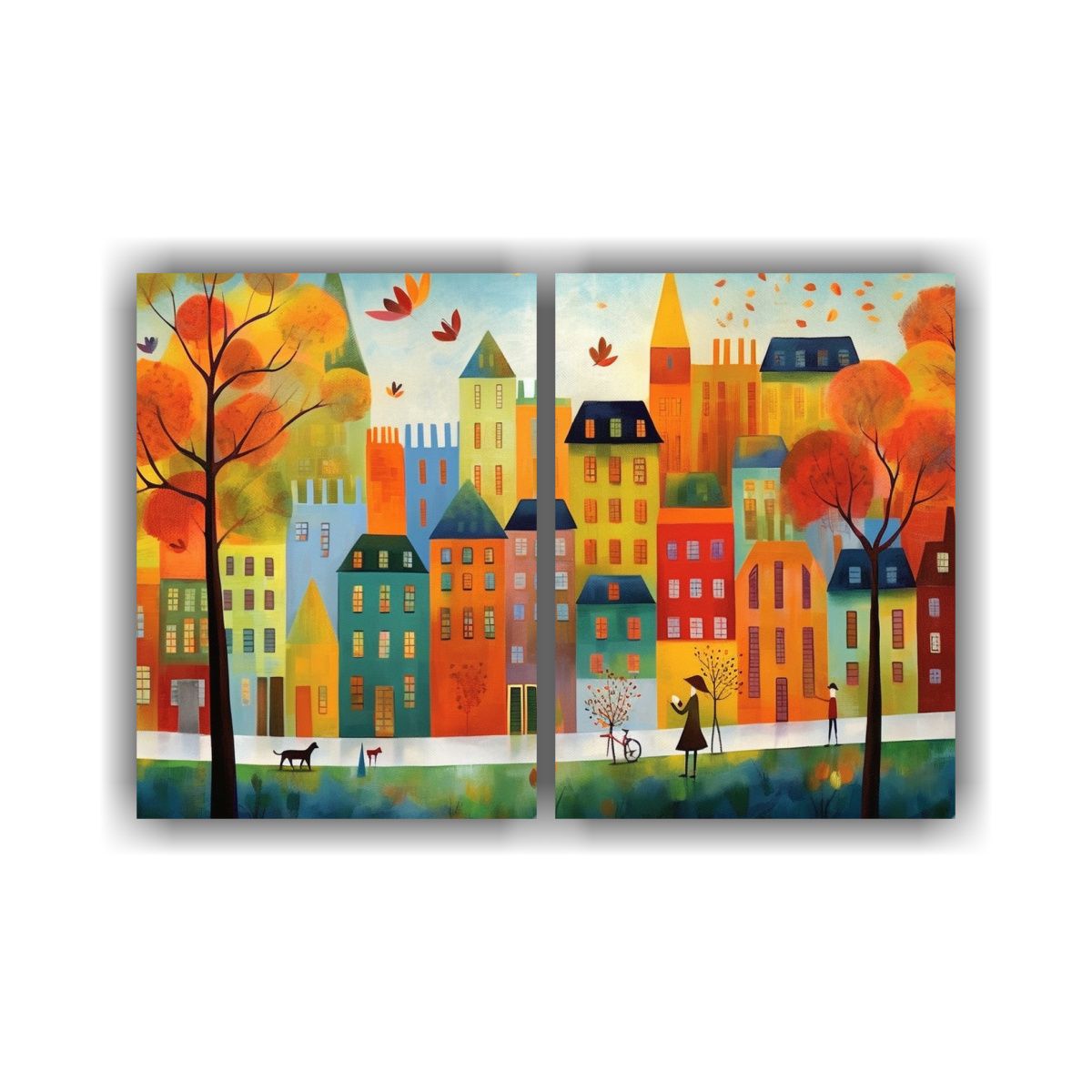 GENERICO - Pinturas En Bastidor Abstracción Luminosa Ciudad 80x50 Cm