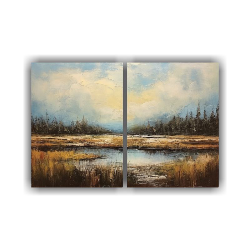 GENERICO - Pintura Al óleo Abstracta Paisaje Natural 80x50 Cm