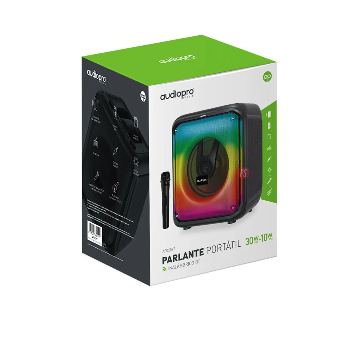 AUDIO PRO - Parlante Karaoke Bluetooth Micrófono E iluminación Rgb - PS