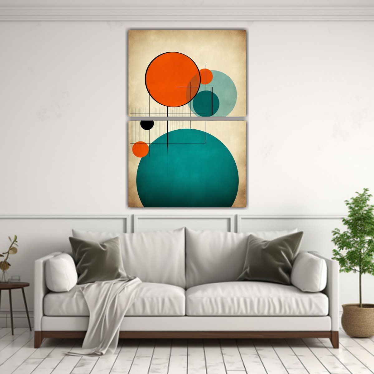GENERICO - Cuadro Tela Sublimada Calma Estilo MidCentury 30x40 Cm