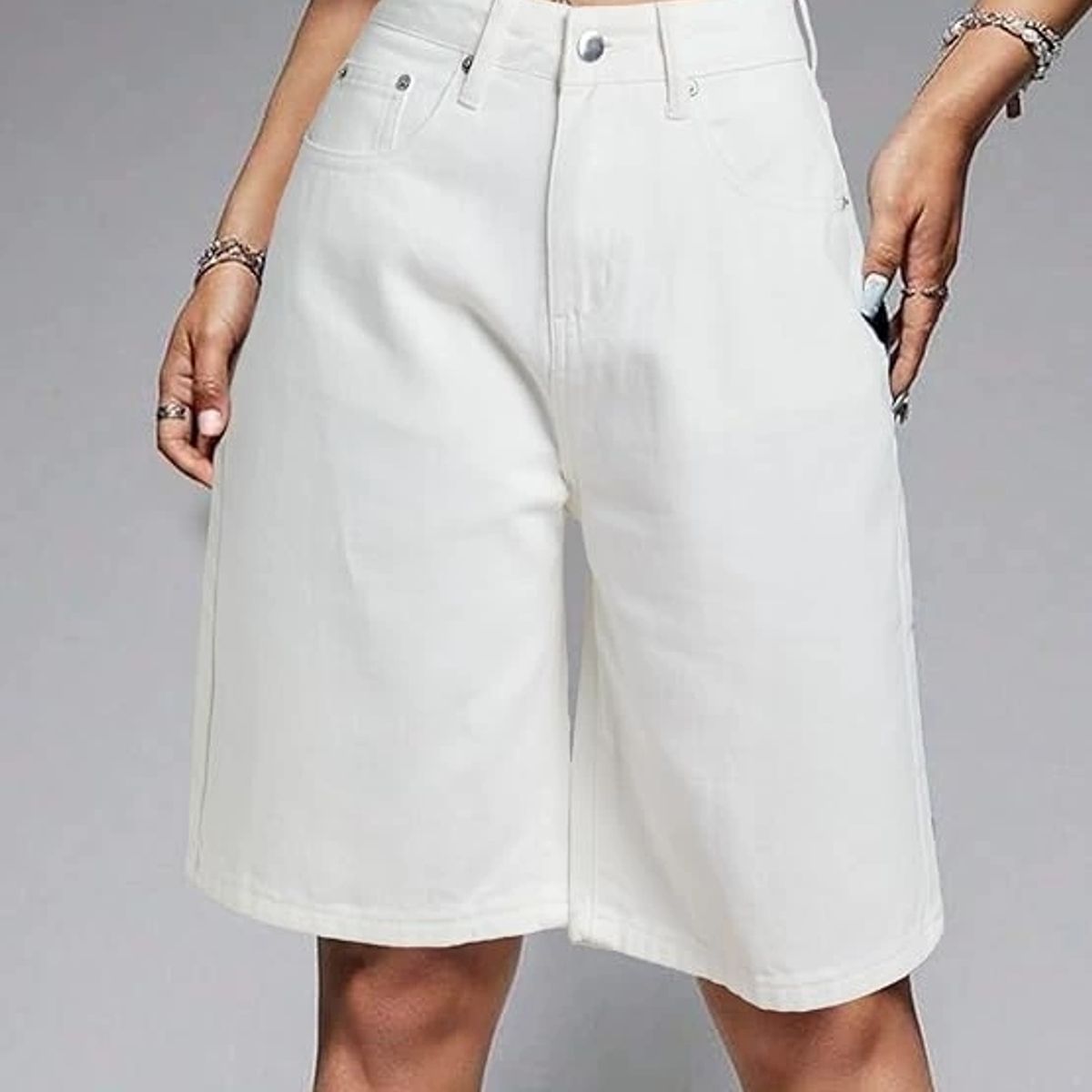 VELVET - Pantalones Corte Bermudas Blanco Verona Mujer