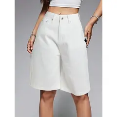 VELVET - Pantalones Corte Bermudas Blanco Verona Mujer