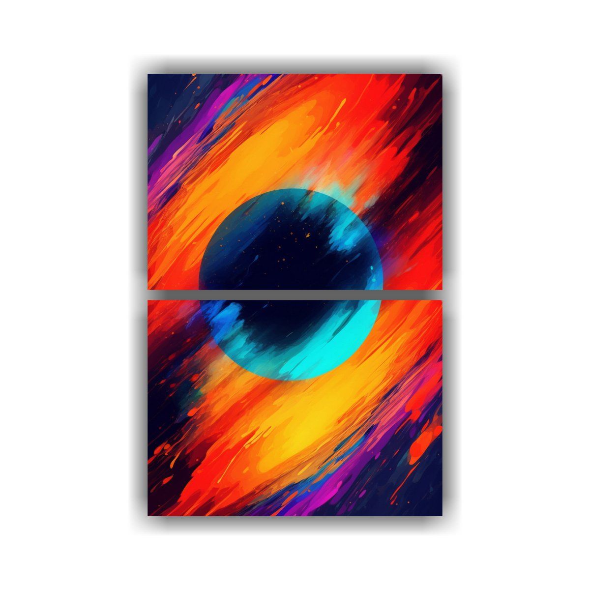 GENERICO - Lienzos Cuadro Coloridos Con Círculo Negro En El 30x40 Cm