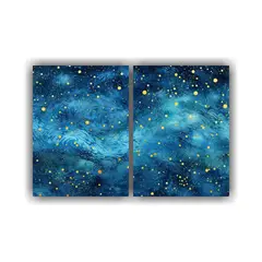GENERICO - Cuadro Tela Estelar Sobre Azul Set 2 Lienzos 80x50 Cm