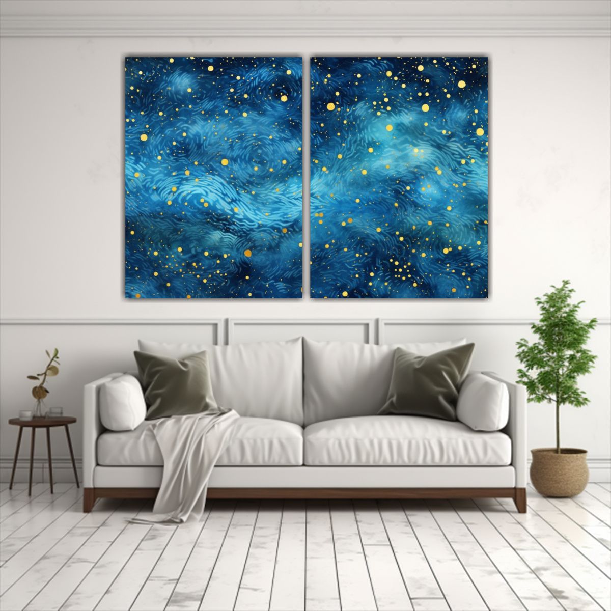 GENERICO - Cuadro Tela Estelar Sobre Azul Set 2 Lienzos 80x50 Cm