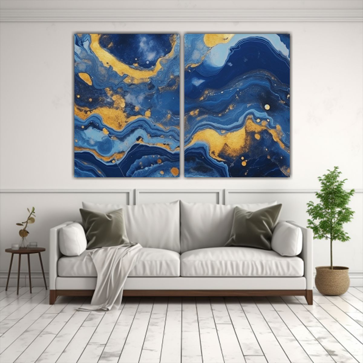 GENERICO - Cuadros Inspiración Única Mármol Azul Y Oro 80x50 Cm