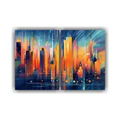 GENERICO - Pintura Abstracta Minimalista De Ciudad Con 80x50 Cm
