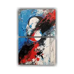 GENERICO - Pintura Abstracta Con Colores Azul Negro Rojo Y 30x40 Cm