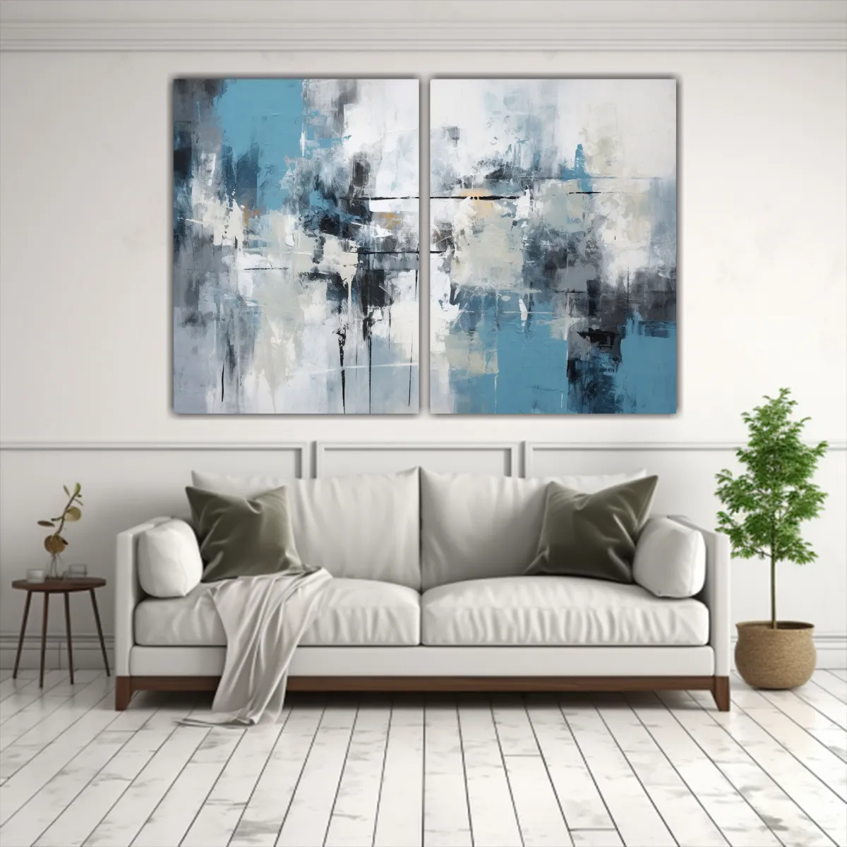 GENERICO - Cuadro Abstracto Decorativo En Gris Azul Y 80x60 Cm