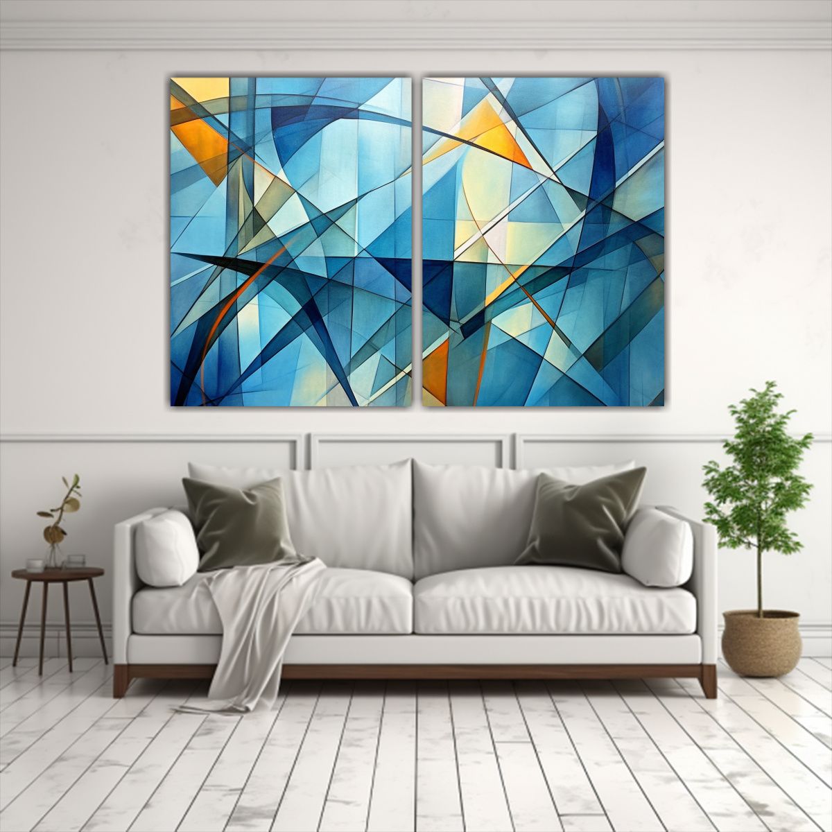 GENERICO - Cuadros Lienzo Líneas Azules Abstracto Moderno 80x60 Cm