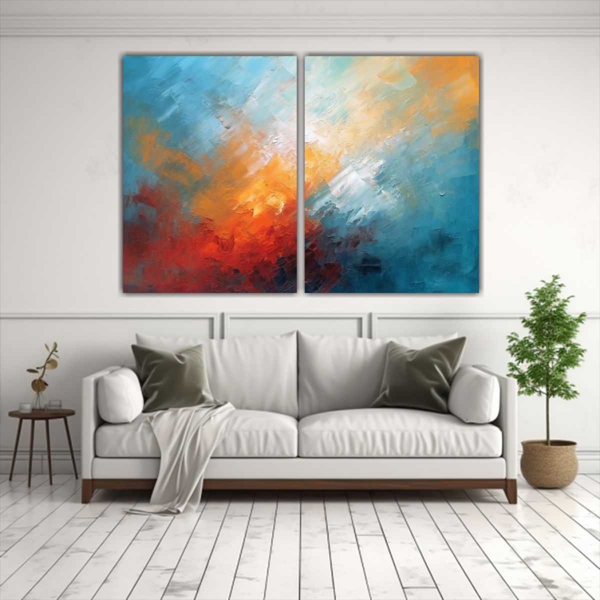 GENERICO - Pintura Al óleo Abstracta En Colores Con Fondo 80x60 Cm