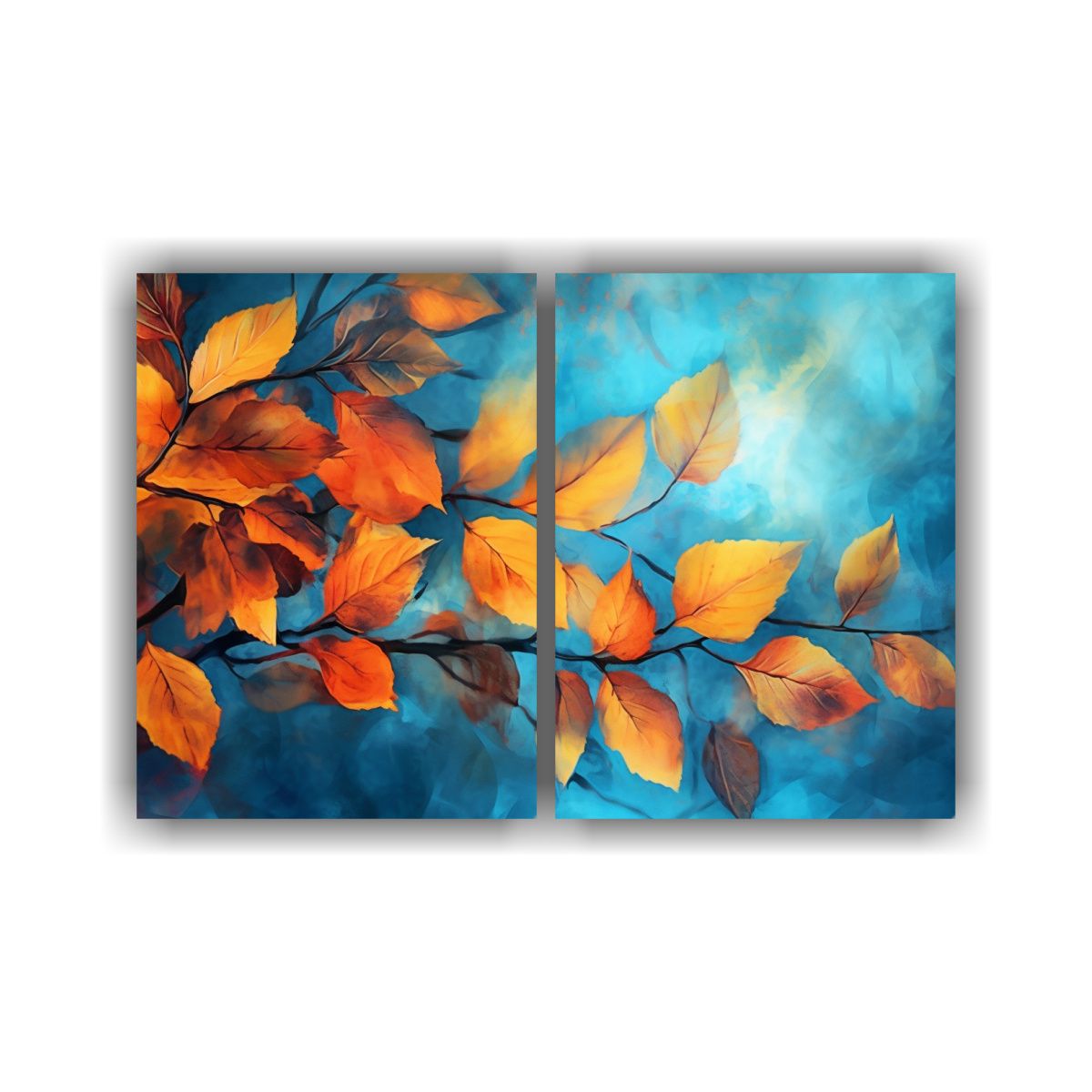 GENERICO - Fondo Azul Con Los Colores Del Otoño En Cuadros 80x50 Cm