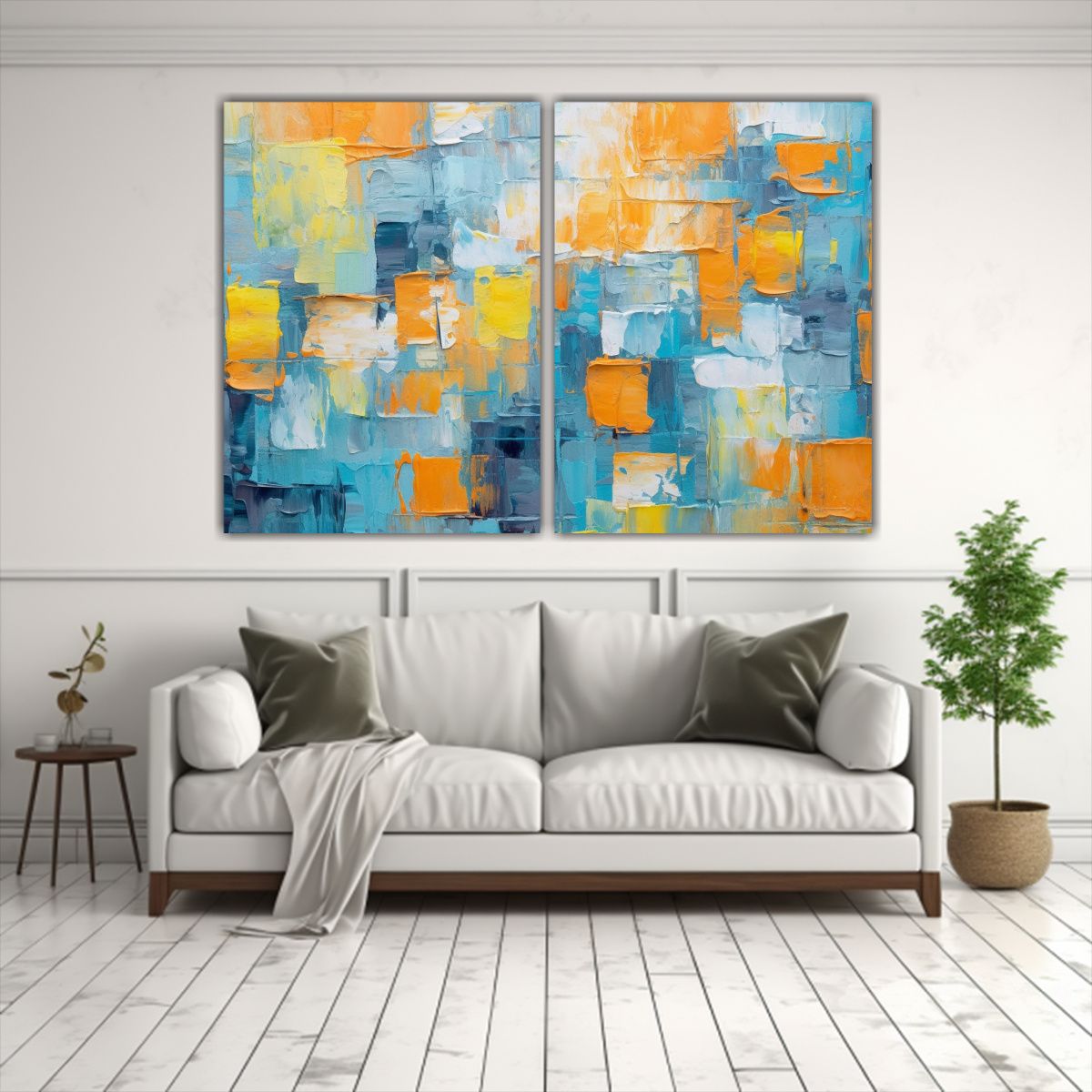 GENERICO - Pintura Abstracta En Tonos Brillantes Y Formas En 80x50 Cm